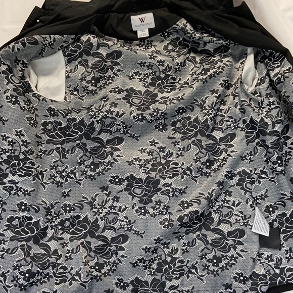 Worthington Black Button Down Water Resistant Floral Lined Spring Jacket - Picture 14 of 15